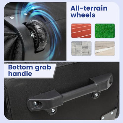 Rolling Baseball Bag with Wheels,Large Softball Bag with Fence Hook for 4 Bats & Equipment,Lightweight Baseball Bat Bag with Shoe Compartment.
