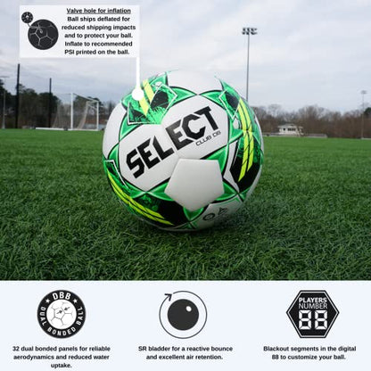 SELECT Club Soccer Ball - color: White/Green V22 - 1-Ball, size: 5