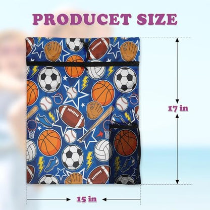 Sports Ball Drawstring Backpack, 15” x 17” Waterproof Swim Bag for Beach Swimming Pool, Lightweight Foldable Gym Bag with Water Bottle Holder for Sports Travel