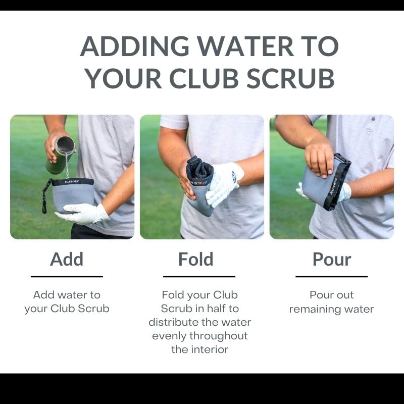 Club Scrub Golf Club and Golf Ball Cleaning Bag, Waterproof Clean Face Technology Liner, Detachable Clip, Machine Washable, Cleans Club Grooves, Dry Exterior (Neoprene or Microfiber Option Available) - color: Gray, style: Neoprene