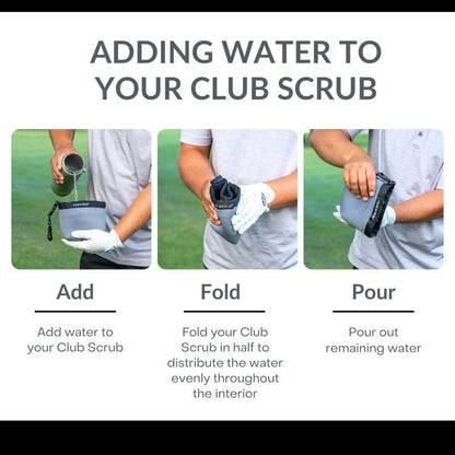 Club Scrub Golf Club and Golf Ball Cleaning Bag, Waterproof Clean Face Technology Liner, Detachable Clip, Machine Washable, Cleans Club Grooves, Dry Exterior (Neoprene or Microfiber Option Available) - color: Gray, style: Neoprene