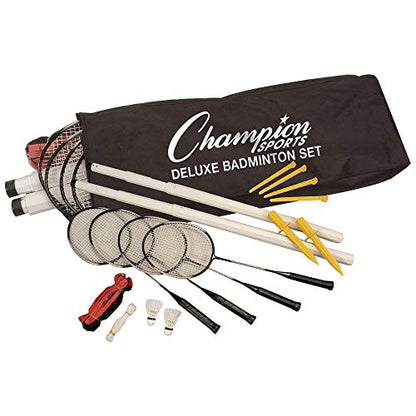 Champion Sports Outdoor Game Sets – Volleyball, Badminton, Tetherball, Bocce & Croquet - style: Recreational Badminton Set