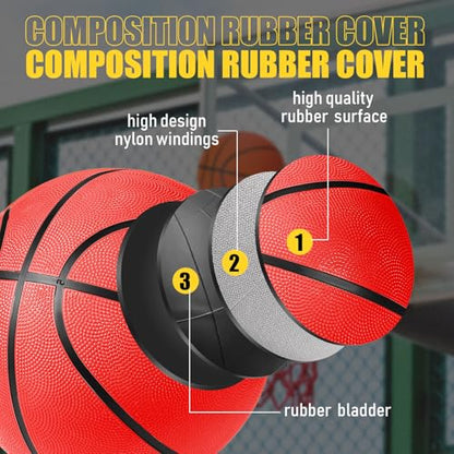 Jerify 12 Pack Official Size Rubber Basketballs for Kids Child Junior Youth Indoor Outdoor Sports Basket Balls with Pump Back to School Student Gifts Operation Christmas Bulk Items - size: Size 4, 25.5"