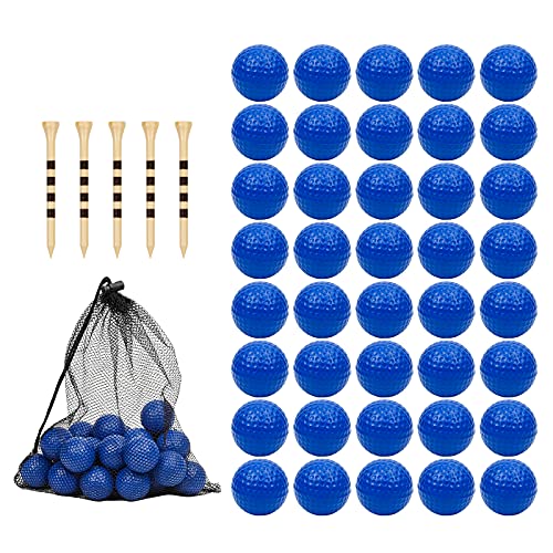 40 Pack Foam Golf Practice Balls - Realistic Feel and Limited Flight Training Balls for Indoor or Outdoor - color: 40 Blue