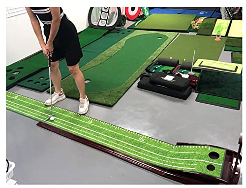 Perfect Golf Putting Mats with Green Ramp Premium Wood Training Aid for Home Office Putting Practice