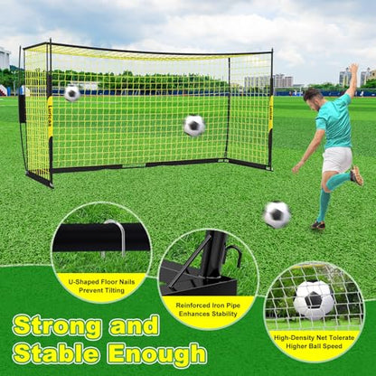 Soccer Goal, 12×6 ft /16×7 ft Portable Soccer Goals Net for Backyard, Quick Setup Training Equipment with 1 Carry Bag, 4 Ground Nails, 12 Training Cones