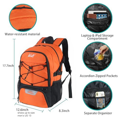 WOLT Basketball Backpack Large Sports Bag with Separate Ball Holder & Shoes Compartment, Best for Basketball, Soccer,Gym