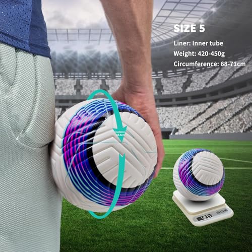 Soccer Ball Size 5,4 – Thermal Bonded Waterproof PU Leather, Professional Training & Match Ball for Youth & Adults, with Pump & Bag, Training Gift Set - color: Blue