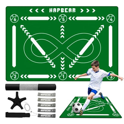 HAPBEAR Soccer Training Mat - 0.2" Thickened Professional Footwork & Ball Mastery Equipment - Anti-Slip Silent Football Practice Mat for Home & Gym - All Ages Speed Agility Trainer - color: Green