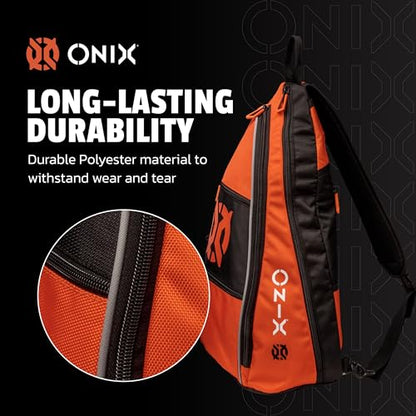 ONIX Pickleball Pro Team Sling Bag — Orange and Black with Adjustable Strap, Durable Construction, and Spacious Storage for All Your Pickleball Gear