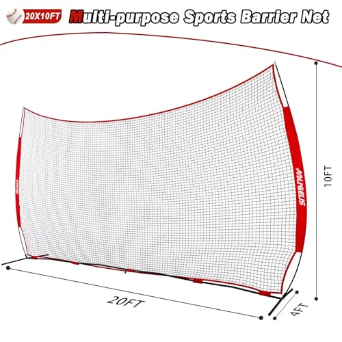 Sports Barrier Net,Sports Net,Barricade Backstop Net,Perfect for Baseball,Softball,Soccer, Basketball,Lacrosse - style: 20X10Ft-Red