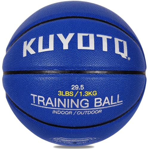 KUYOTQ 3LBS/3.3LBS/2.2LBS Weighted Heavy Training Basketball 29.5/28.5" in and Outdoor Improving Handling Dribbling Passing Rebounding Skill Composite Size 7/6 Weighted Training Basketball Equipment - color: Blue Weighted Basketball 3.0LBS/1.3KG, size: Si