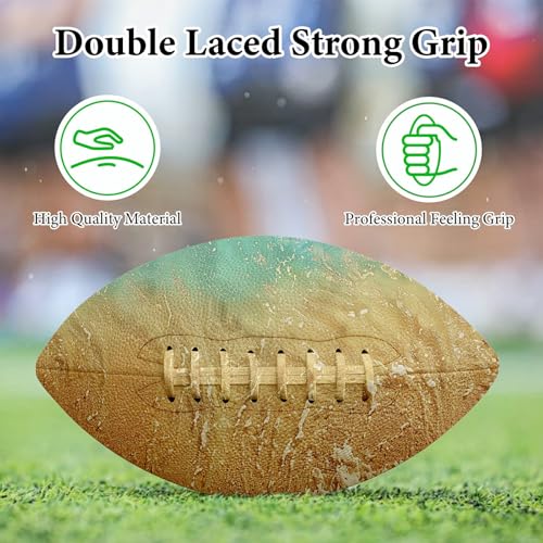 American Football, Official Size 11.9 x 7.3 Inch, Premium Composite Leather High-Grip Ball with Pro-Style Lacing, Unique Prints for Training, Games & Gifts - color: Sea Beach