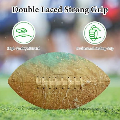 American Football, Official Size 11.9 x 7.3 Inch, Premium Composite Leather High-Grip Ball with Pro-Style Lacing, Unique Prints for Training, Games & Gifts - color: Sea Beach