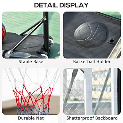 Soozier Portable Basketball Hoop System Stand with 33in Backboard, Height Adjustable 5FT-7FT Basketball Goal for Indoor Outdoor Use