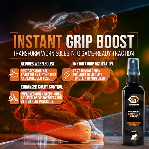 Basketball Grip Spray 2-in-1 Shoe Cleaner & Grip Enhancer - Anti Slip Performance Spray for Basketball Shoes - Improves Traction on Indoor/Outdoor Courts - Boosts Grip, Balance & Control