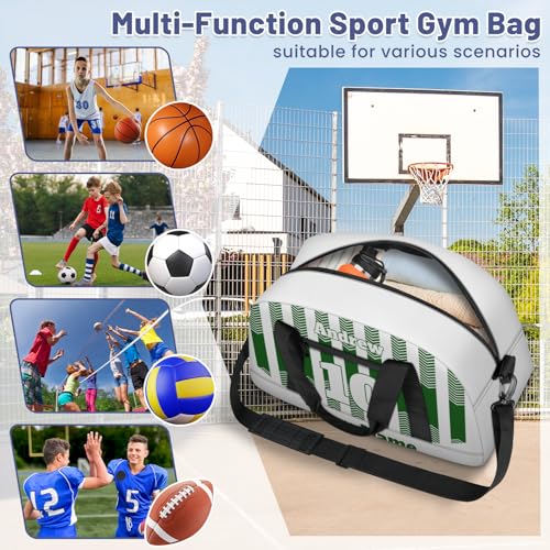 Basketball Soccer Gifts for Boys Girls - Custom Sports Duffle Bag, Personalized Name & Team Bag, Water-Resistant Gym Bag for Basketball, Soccer, Volleyball | Y-Green White - color: Y-Green White