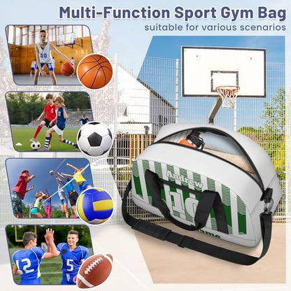 Basketball Soccer Gifts for Boys Girls - Custom Sports Duffle Bag, Personalized Name & Team Bag, Water-Resistant Gym Bag for Basketball, Soccer, Volleyball | Y-Green White - color: Y-Green White