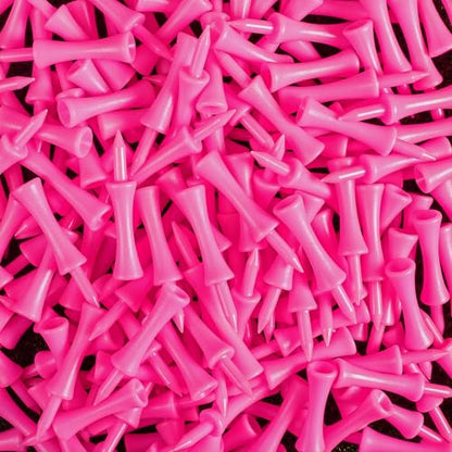 Amy Sport Golf Castle Tees Plastic Consistent Height 2 1/4 Inch Value 100 Pack, Unbreakable Step Down Reusable Tee for Par 3 Holes Practice in Orange Pink Purple - color: Pink