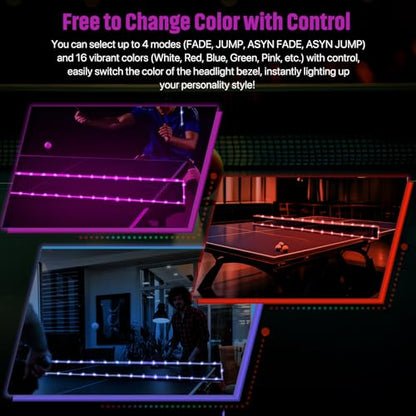 LED Ping Pong Table Light&Net Light, 14 Ft&13 Ft Light Net for Ping Pong Table&Net Table,16 Color Change, Durable & Waterproof & Easy to Install, Super Bright to Display at Night - color: Net lights