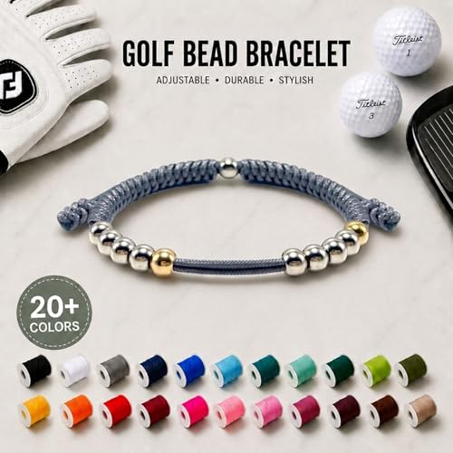 Golf Counter Bracelet, 10 Bead Handmade Score Counter, Adjustable Stainless Steel Beads, Easy Stroke Counting Accessory for Men and Women
