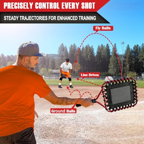Baseball Racket for Fly Balls, Grounders, and Line Drives - Softball/Baseball Fungo Bat for Coaches and Parents to Help with Auxiliary Training - Attach a Racket Bag and Winding Tape - color: Red