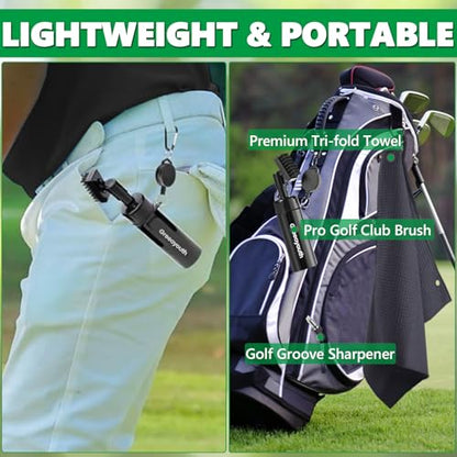 Pro Golf Club Cleaner Brush with Golf Groove Sharpener Tool Golf Towel, Golf Water Brush with Large Capacity Bottle & Retractable Clip-Holds 6.8oz of Water, Golf Accessories for Men Women