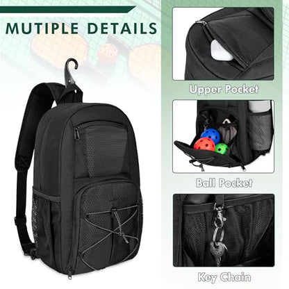 GOBUROS Pickleball Sling Bag for 2 Paddles, Pickleball Crossbody Backpack with Multiple Pockets and Hanging Fence Hook for Men and Women