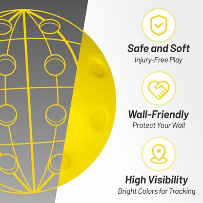 Silent Pickleball Balls - Quiet Practice for Indoor & Outdoor | Pro Foam, 40 Holes | Real Feel Like Traditional Pickleballs | USAPA Standard Bounce | 4-Pack + Bonus Mesh Bag - color: Yellow
