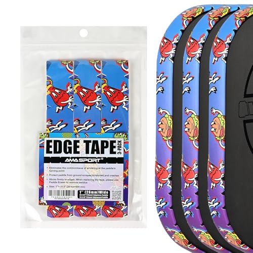 PICKLETECH Pickleball Edge Guard Tape – Pink Unicorn Pattern Edge Tape for Pickleball Paddle - Fit Perfectly Curved Edge - No Wrinkling - color: Retro Fast Food Pals Doodle, size: Width 26mm