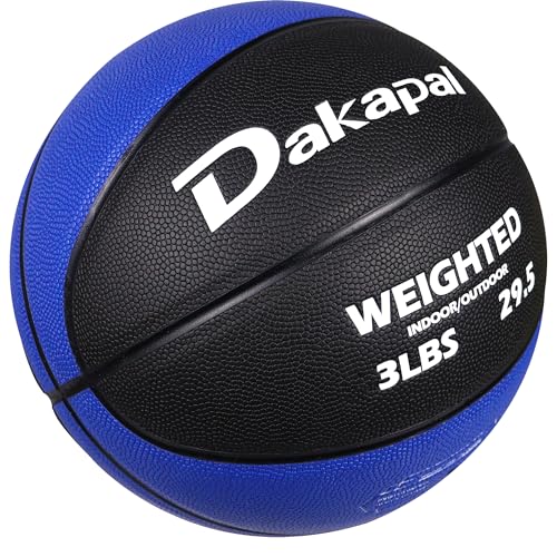 Dakapal Weighted Heavy Training Basketball, Size 7 Black 2.2LBS/3LBS/3.3 LBS Weight PU Durable for Trainer and Dribbling Passing, Indoor and Outdoor Usage