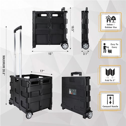 Olympia Tools 85-010 Grand Pack-N-Roll Portable Tools Carrier with Telescopic Handle, 80 Lb. Load Capacity, Black 2025 New Version