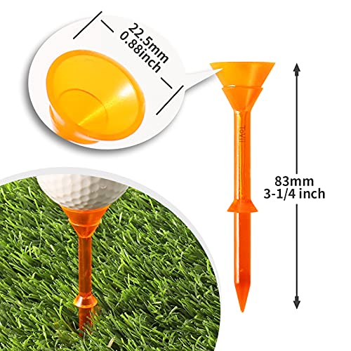 3-1/4" Big Cup Plastic Golf Tees 40 Pack｜Excellent Durability and Stability Tees |Golf Plastic Tees Reduced Friction & Side Spin - color: Blue+Orange(3-1/4")