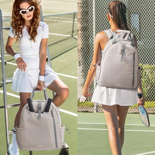 G4Free Tennis Backpack, Pickleball Bag Tote, Large Pickleball Bags for Women and Men, Casual Sports Gym Tennis Bag - color: Ivory