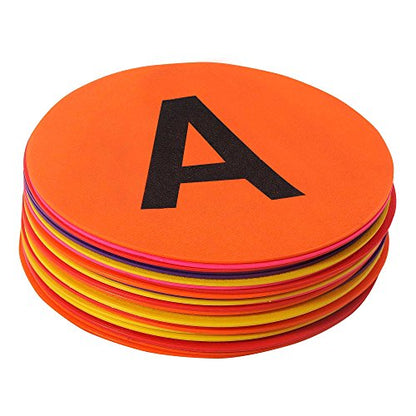 GSi Spot Markers – Non-Slip Non-Toxic Poly Spots – Floor Markers for PE, Sports & Classroom Activities - size: 5.⁠ ⁠Alphabet