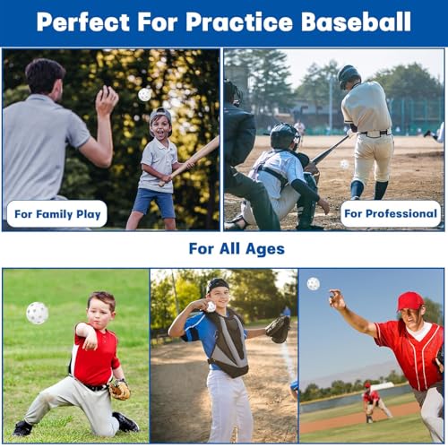 Coopay 24/80 Pack Practice Baseball SoftBalls Plastic Training Balls Lightweight Hollow Balls with a Drawstring Bag for Hitting, Baseball Training Indoor Outdoor Use - color: White, style: 80 Pack