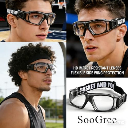 SooGree Sport Glasses for Men Women Basketball Football Sport Goggles Anti Fog Shock Collision Wearable Glasses
