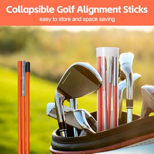 Golf Alignment Sticks Collapsible, 3 Pack Alignment Sticks for Golf Training, 48" Fiberglass Golf Alignment Rods Golf Practice Sticks Training Aid for Aiming, Putting