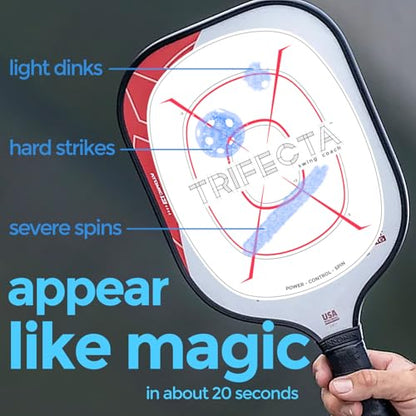 Pickleball Training Aids (6 Pack) Sweet Spot Trainer for Your Paddle | Trifecta Swing Coach | Train During Games – Shows A Blue Mark Where You Hit The Ball