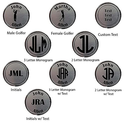 Personalized Divot Tool & Hat Clip Golf Ball Marker Set | 3 Finishes - Brass, Pewter and White | 9 Engraving Styles | Monogram, Initials or Custom Text