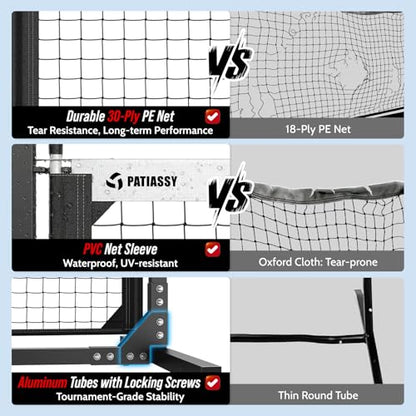 Tournament Pickleball Net, IFP/USAPA Standards 22FT Regulation Size, Rust-Resistant Aluminum Frame with Hand-Crank Tension System for Semi-Permanent or Mobile Court Use