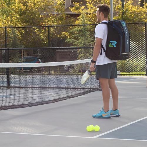 Pickleball Bag - Water Proof Pickleball Backpack, Ample storage for Paddles and Gear, Fence Hook, Shoe Compartment - color: Navy/Black