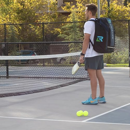 Pickleball Bag - Water Proof Pickleball Backpack, Ample storage for Paddles and Gear, Fence Hook, Shoe Compartment - color: Navy/Black