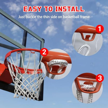 Basketball Net Replacement – Heavy Duty All-Weather Anti-Whip Basketball Hoop Net, 12 Loops, Fits Standard Indoor & Outdoor Rims,Basketball Accessories, Rim Not Included - size: 1 PC, style: white