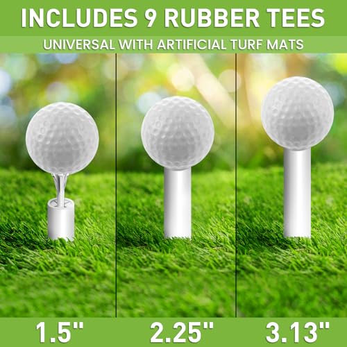 FINGER TEN Golf Rubber Tees Driving Range 3 Inch 1.5'' 2.25'' 2.75'' 3.13'' Tee Holder for Mat 1.5'' 2'' with Plastic Tees Indoor Outdoor Use - style: White-15 Pcs