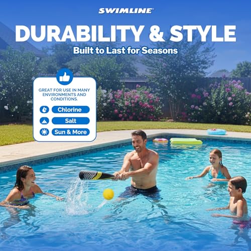 SWIMLINE Neoprene Pool & Beach Accessory for Active Group Play, Backyard Games, and Water Sports – Waterproof Soft Baseball & Bat Set, Black & Yellow - style: Neoprene Pool Baseball & Bat Set
