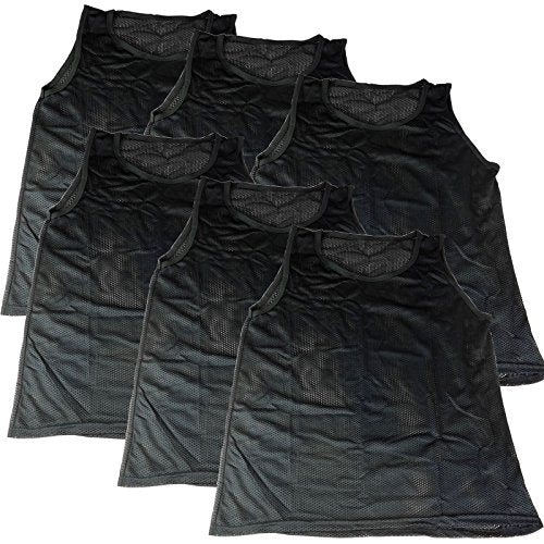 BlueDot Trading Adult & Youth Scrimmage Training Vests for Soccer, Basketball & More – Available in 1, 6, 12, 24 Packs - color: Black, style: Youth 6 Pack