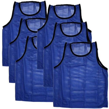 BlueDot Trading Adult & Youth Scrimmage Training Vests for Soccer, Basketball & More – Available in 1, 6, 12, 24 Packs - color: Blue, style: Youth 6 Pack