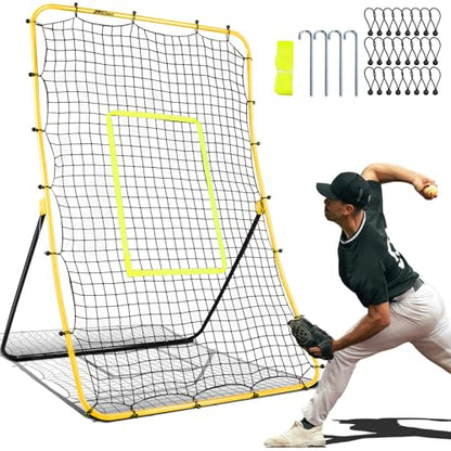 JASCOPRO Baseball Rebounder Net – Adjustable Pitchback Trainer for Solo Fielding,Throwing, Pitching Practice, Durable Steel Frame with 5 Angles, Softball Rebound Net Simulates Grounders & Fly Balls