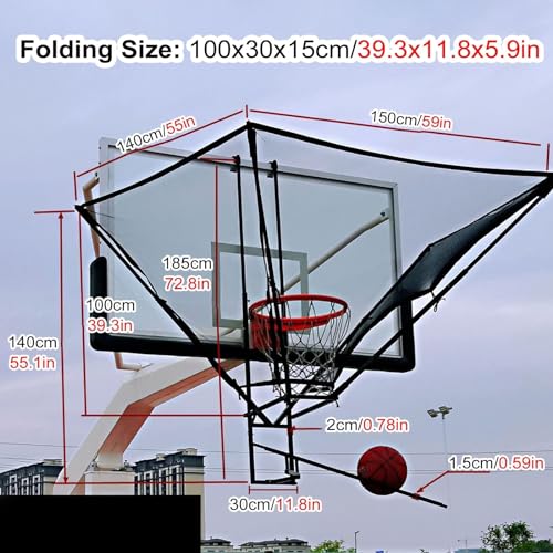 Basketball Shooting Machine Upgraded Hanging Basketball Rebounder Attachment, Heavy Duty Basketball Shot Returner Net System for Hoop, Metal Rotating Return Chute